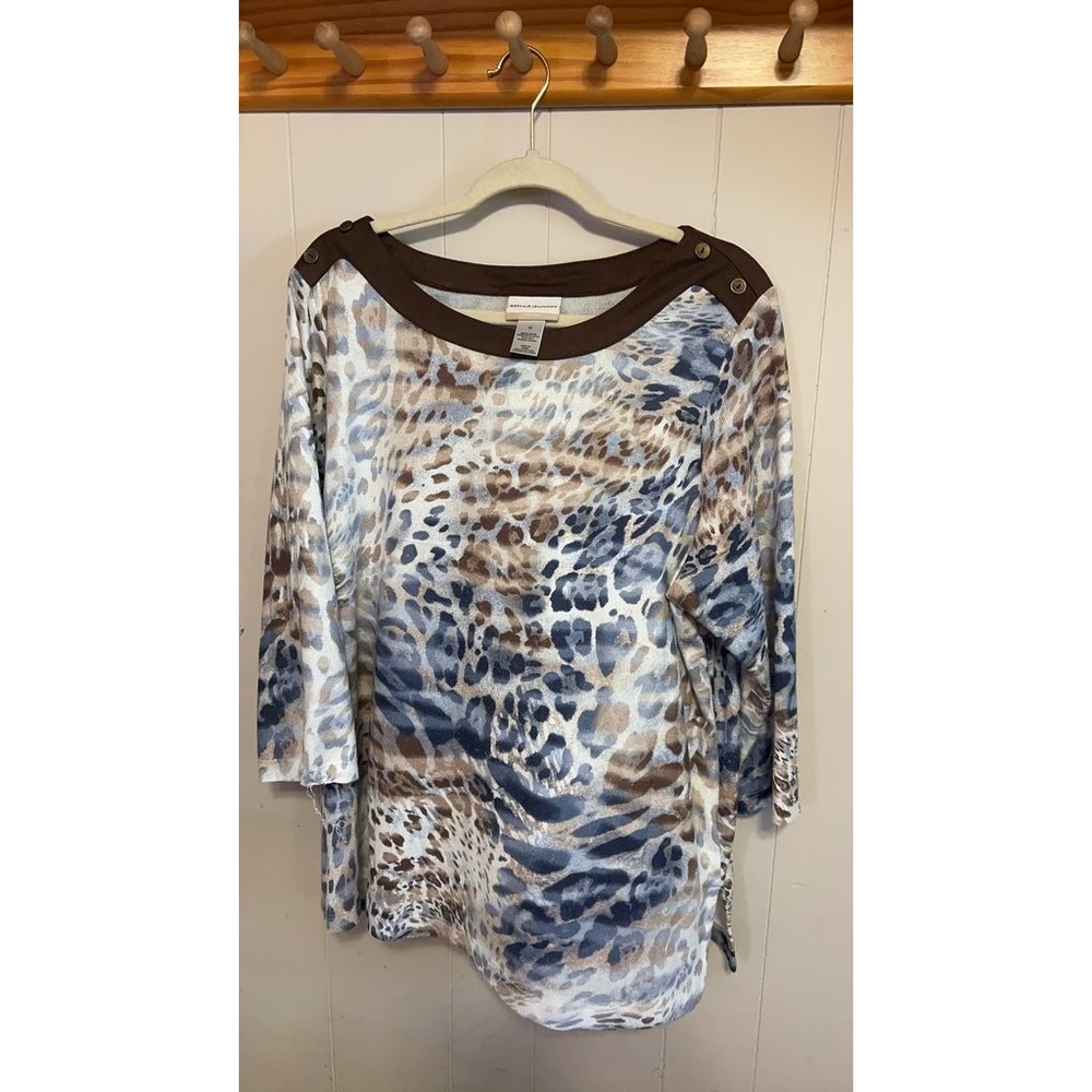 Alfred Dunner Women's Animal Print Top with Button Detail